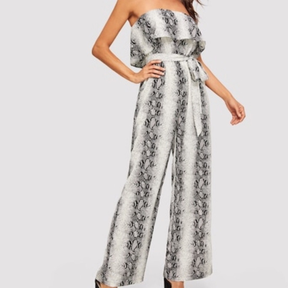 Poly Snakeskin Tube Jumpsuit - Picture 2 of 8